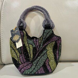 Handcrafted in India Beaded Bag Abstract. Colorful Design Mini Tote NWT Tik Tok